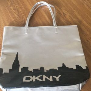 DKNY silver and black tote